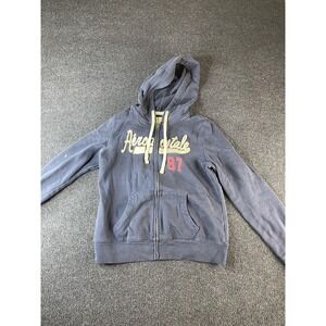 Y2K Aeropostale Hoodie Sweatshirt Womens Large Full Zip Spell Out Fleece
